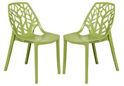 Cornelia (Green) Solid green plastic modern dining chair/ set of 2