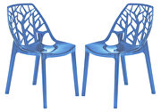Transparent blue plastic dining modern chair/ set of 2 main photo