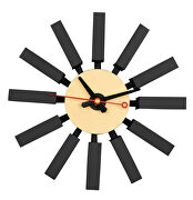 Vdara (Black) Black finish block silent non-ticking modern design wall clock