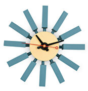 Vdara (Blue) Blue finish block silent non-ticking modern design wall clock