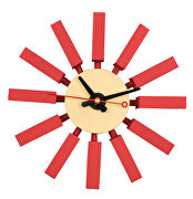 Vdara (Red) Red finish block silent non-ticking modern design wall clock