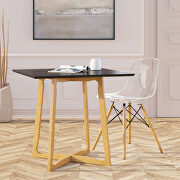 High-quality black mdf wood top/ solid oak wood base dining table main photo