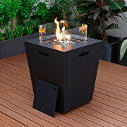 Chelsea (Black) II Black aluminum patio modern propane fire pit side table