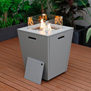 Gray aluminum patio modern propane fire pit side table main photo