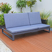 Chelsea C (Blue) II Blue finish convertible double chaise lounge chair & sofa w/ cushions