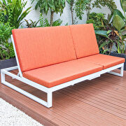 Orange finish convertible double chaise lounge chair & sofa with cushions main photo