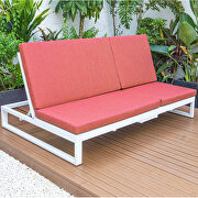 Red finish convertible double chaise lounge chair & sofa with cushions main photo
