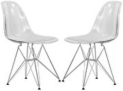Clear plastic seat and chrome base dining chair/ set of 2 main photo
