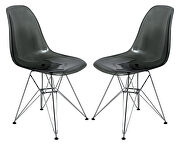 Cresco (Black) Transparent black plastic seat and chrome base dining chair/ set of 2