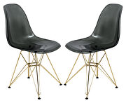 Cresco (Black) II Transparent black plastic seat and chrome legs dining chair/ set of 2