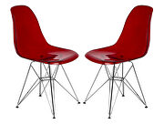 Cresco (Red) Transparent red plastic seat and chrome base dining chair/ set of 2