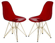 Cresco (Red) II Transparent red plastic seat and chrome legs dining chair/ set of 2