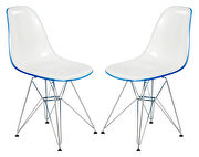 Cresco (White Blue) White blue plastic seat and chrome base dining chair/ set of 2