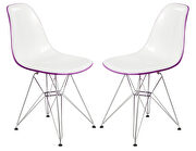 Cresco (White Purple) White purple plastic seat and chrome base dining chair/ set of 2