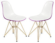 Cresco (White Purple) II White purple plastic seat and chrome legs dining chair/ set of 2