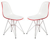 Cresco (White Red) White red plastic seat and chrome base dining chair/ set of 2