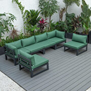 Chelsea (Green) Green finish cushions 6-piece patio sectional black aluminum