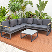 Black cushions and black base sectional with adjustable headrest & coffee table main photo