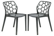 Dynamic (Black) Transparent black plastic transparent lucite dining chair/ set of 2