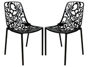 Black painted finish aluminum frame dining chair/ set of 2 main photo