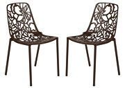 Devon (Brown) Brown painted finish aluminum frame dining chair/ set of 2