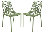 Devon (Khaki) Khaki green painted finish aluminum frame dining chair/ set of 2