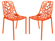 Devon (Orange) Orange painted finish aluminum frame dining chair/ set of 2