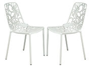 White painted finish aluminum frame dining chair/ set of 2