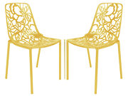 Yellow painted finish aluminum frame dining chair/ set of 2 main photo
