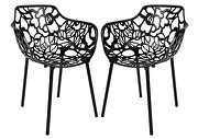 Black painted glossy finish aluminum frame dining chair/ set of 2 main photo