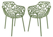 Devon (Khaki) II Khaki green painted glossy finish aluminum frame dining chair/ set of 2