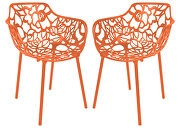 Devon (Orange) II Orange painted glossy finish aluminum frame dining chair/ set of 2