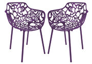 Purple painted glossy finish aluminum frame dining chair/ set of 2 main photo