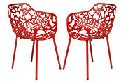 Red painted glossy finish aluminum frame dining chair/ set of 2 main photo