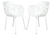 White painted glossy finish aluminum frame dining chair/ set of 2 main photo