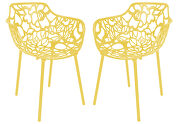 Yellow painted glossy finish aluminum frame dining chair/ set of 2 main photo