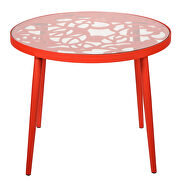 High-quality tempered glass top/ red frame side table main photo