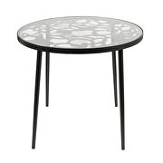 High-quality tempered glass top/ black frame painted bistro table main photo