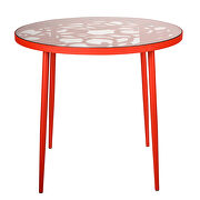 Devon (Red) II High-quality tempered glass top/ red frame painted bistro table