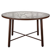 Devon (Brown) III High-quality tempered glass top/ brown frame painted dining table