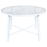 High-quality tempered glass top/ white frame painted dining table main photo