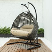 LM7BR Brown finish wicker hanging double egg swing  modern chair
