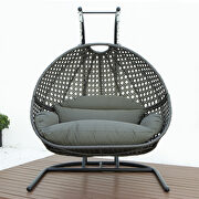 LMDGR Dark gray finish wicker hanging double egg swing  modern chair