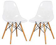 Dover (Clear) Clear plastic and wood base dining chair/ set of 2