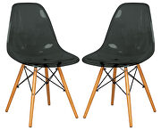 Dover (Black) Transparent black plastic and wood base dining chair/ set of 2