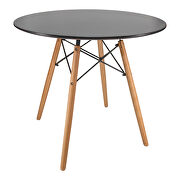 Dover IV (Black) Black round bistro wood top dining table w/ natural wood eiffel base