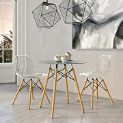 Dover III Round tempered glass top transitional dining table