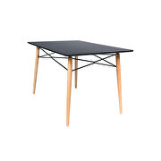 Dover R (Black) Black rectangular top and chrome steel eiffel base dining table