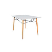 Dover R (White) White rectangular top and chrome steel eiffel base dining table