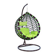 Modern wicker hanging egg swing chair in green main photo